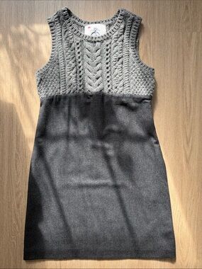 Brooks Brothers Black Fleece Wool Knit Dress Gray Cable Knit BB5